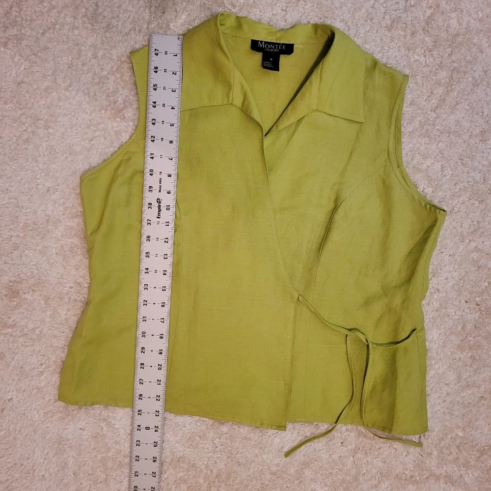 Vintage Montee' Collection lime green wrap top size 16 - Picture 5 of 10
